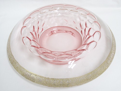 PINK GLASS Serving Dish / Console Bowl, 1920-1930<br>(Click picture-FULL DETAILS)